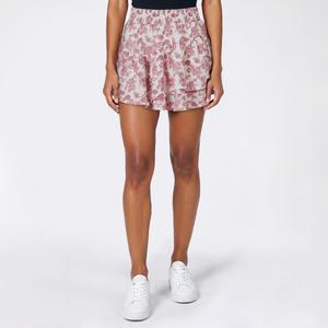 Juniors No Comment Floral Tiered Skort